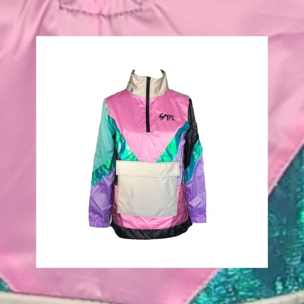 Vintage Colorblock Holographic Jacket